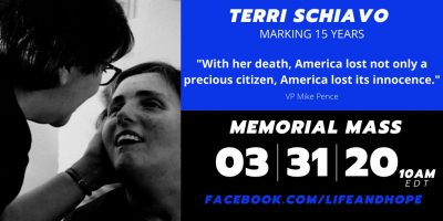 March 31st – Join Our Live Stream Memorial Mass – Terri Schiavo 15 Year Anniversary